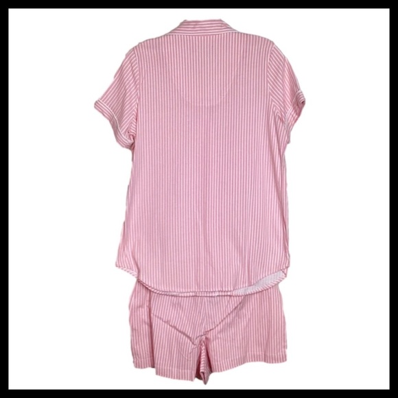 LAUREN Ralph Lauren Cotton Boxer Pajama Set Pink Strip - Picture 2 of 6